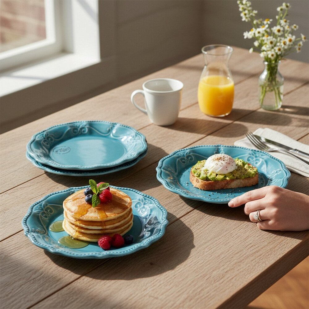 Charming Scalloped Salad Plates Inspired by Pioneer Woman's Denim Blue Design